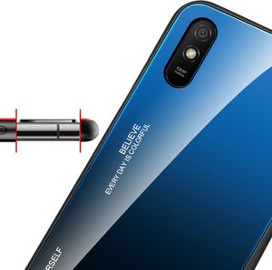 Hurtel Gradient Glass etui pokrowiec nakładka ze szkła hartowanego Xiaomi Redmi 9A czarno-czerwony 9