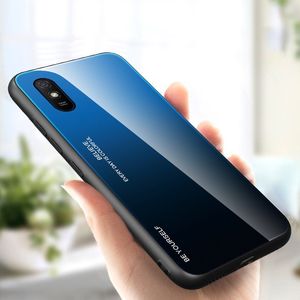 Hurtel Gradient Glass etui pokrowiec nakładka ze szkła hartowanego Xiaomi Redmi 9A czarno-niebieski 3