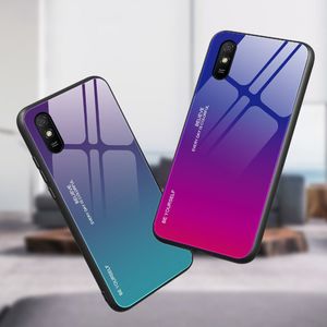 Hurtel Gradient Glass etui pokrowiec nakładka ze szkła hartowanego Xiaomi Redmi 9A różowo-fioletowy 4