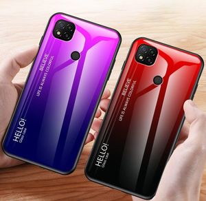 Hurtel Gradient Glass etui pokrowiec nakładka ze szkła hartowanego Xiaomi Redmi 9C czarno-czerwony 9