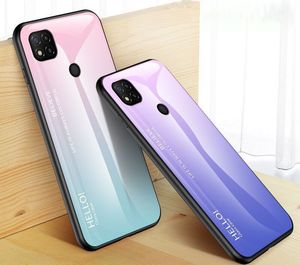 Hurtel Gradient Glass etui pokrowiec nakładka ze szkła hartowanego Xiaomi Redmi 9C czarno-niebieski 2