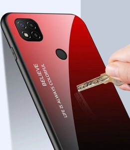 Hurtel Gradient Glass etui pokrowiec nakładka ze szkła hartowanego Xiaomi Redmi 9C czarno-niebieski 8