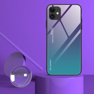 Hurtel Gradient Glass etui pokrowiec nakładka ze szkła hartowanego iPhone 12 5,4'' zielono-fioletowy 2