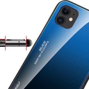 Hurtel Gradient Glass etui pokrowiec nakładka ze szkła hartowanego iPhone 12 6,1'' różowo-fioletowy 8