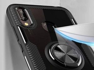 Etui HUAWEI P20 LITE Clear Carbon Ring czarne 5