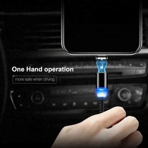 Kabel USB Kabel USB Magnetyczny 3w1 Micro USB/ TYP C USB-C/ IPhone Lightning Przewód Nylonowy Magnetic podświetlany LED czarny 11