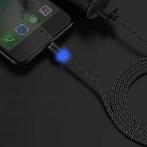 Kabel USB Kabel USB Magnetyczny 3w1 Micro USB/ TYP C USB-C/ IPhone Lightning Przewód Nylonowy Magnetic podświetlany LED czarny 4