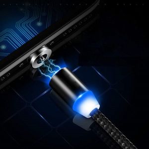 Kabel USB Kabel USB Magnetyczny 3w1 Micro USB/ TYP C USB-C/ IPhone Lightning Przewód Nylonowy Magnetic podświetlany LED czarny 7