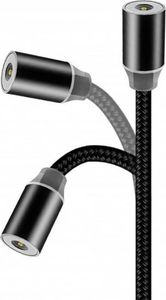 Kabel USB Kabel USB Magnetyczny 3w1 Micro USB/ TYP C USB-C/ IPhone Lightning Przewód Nylonowy Magnetic podświetlany LED czarny 10