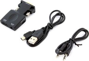 Adapter AV Apte HDMI - D-Sub (VGA) + Jack 3.5mm czarny 1