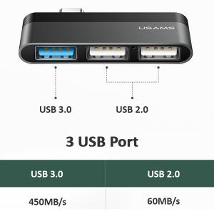 HUB USB Usams 3x USB-A 3.0 (109559) 2