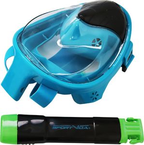 SportVida Maska nurkowa pełnotwarzowa z fajką l/xl niebiesko-czarna Sportvida 7