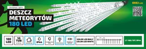 Dekoracja świąteczna Multimix.pl Sople LED deszcz meteorytów 10 x 30 cm 180 LED 9 m dekoracji zewnętrzne lampki choinkowe NR 1766 Wielokolorowy 1
