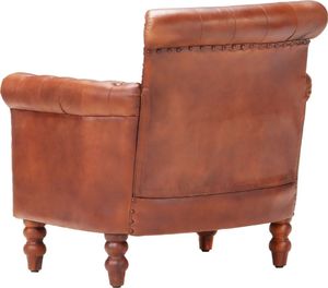 vidaXL Fotel, brązowy, naturalna kozia skóra 5