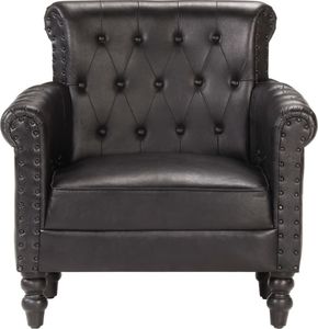 vidaXL Fotel, czarny, naturalna kozia skóra 3