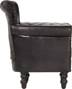 vidaXL Fotel, czarny, naturalna kozia skóra 4