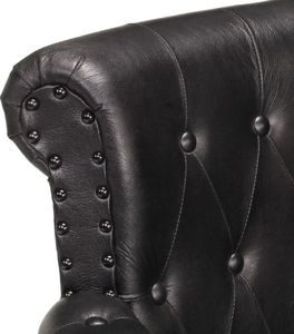 vidaXL Fotel, czarny, naturalna kozia skóra 6