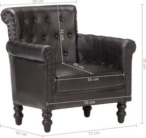 vidaXL Fotel, czarny, naturalna kozia skóra 8