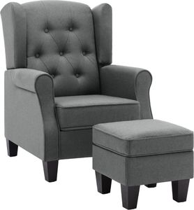 vidaXL Fotel z podnóżkiem, jasnoszary, tapicerowany tkaniną 2