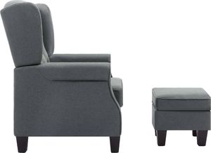 vidaXL Fotel z podnóżkiem, jasnoszary, tapicerowany tkaniną 5