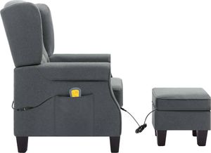 vidaXL Fotel masujący z podnóżkiem, jasnoszary, obity tkaniną 5