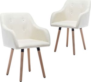 vidaXL Krzesła stołowe, 2 szt., kremowe, tapicerowane tkaniną 1