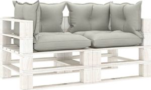 vidaXL Ogrodowa sofa 2-osobowa z palet, z poduszkami taupe, drewniana 1