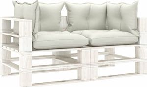 vidaXL Ogrodowa sofa 2-osobowa z palet, z beżowymi poduszkami 1