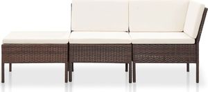 vidaXL 3-cz. zestaw wypoczynkowy do ogrodu, poduszki, rattan PE, brąz 2