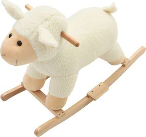 vidaXL Owca na biegunach, pluszowa, 78 x 34 x 58 cm, biała 4