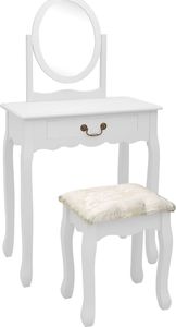 vidaXL Toaletka ze stołkiem, biała, 65x36x128 cm, drewno paulowni, MDF 1