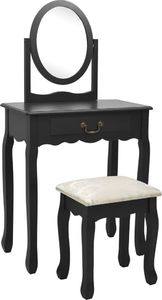 vidaXL Toaletka ze stołkiem, czarna, 65x36x128 cm, drewno paulowni MDF 1