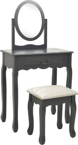 vidaXL Toaletka ze stołkiem, szara, 65x36x128 cm, drewno paulowni, MDF 1