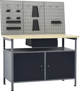 vidaXL Stół roboczy z trzema panelami ściennymi 1