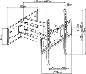vidaXL Uchwyt ścienny 50317 23'' - 55'' 6