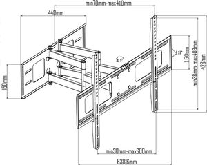 vidaXL Uchwyt ścienny 50318 37'' - 70'' 7