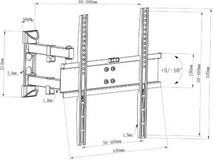 vidaXL Uchwyt ścienny na TV, full motion, 20-50 5