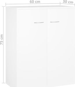 vidaXL Szafka, biała, 60 x 30 x 75 cm, płyta wiórowa 7