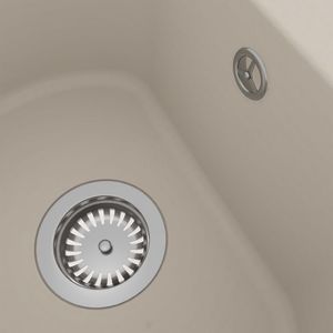 Zlewozmywak vidaXL Dwukomorowy, owalny zlewozmywak kuchenny, beżowy, granit 3