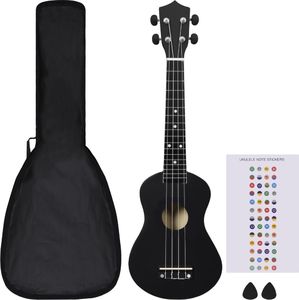 vidaXL Ukulele sopranowe z pokrowcem, dla dzieci, czarne, 23 2
