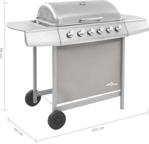 vidaXL 3053632 Grill ogrodowy gazowy 12 kW 37.5 cm x 63.5 cm 5