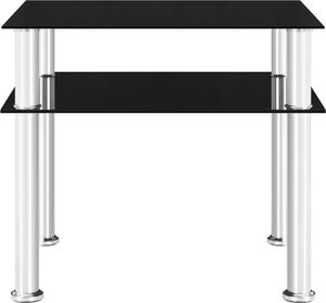 vidaXL Stolik boczny, czarny, 45x50x45 cm, hartowane szkło 2