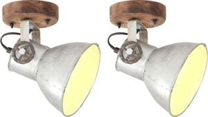 Kinkiet vidaXL Industrialne lampy ścienne/sufitowe 2 szt. srebrne 20x25 cm E27 1