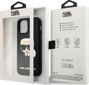 Karl Lagerfeld Etui Karl Lagerfeld KLHCP12SKH3DBK do iPhone 12 mini 5,4 czarny/black hardcase 3D Rubber Karl`s Head 8