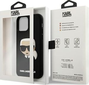 Karl Lagerfeld Etui Karl Lagerfeld KLHCP12LKH3DBK do iPhone 12 Pro Max 6,7 czarny/black hardcase 3D Rubber Karl`s Head 8