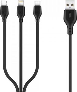 Kabel USB XO USB-A - USB-C, microUSB, Lightning 1 m Czarny (71471) 1