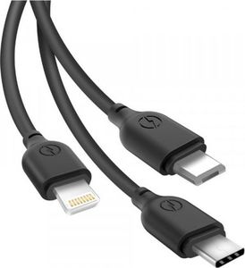 Kabel USB XO USB-A - USB-C + microUSB + Lightning 1 m Czarny (71471) 2