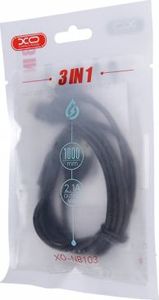 Kabel USB XO USB-A - USB-C + microUSB + Lightning 1 m Czarny (71471) 4