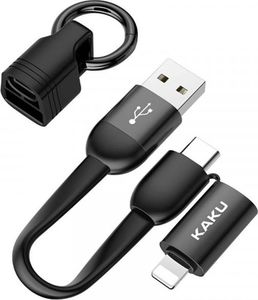 Kabel USB KAKU Kabel 2w1 (USB Typ C + Lightning) 3.2A 0.2m Ładowanie i Transfer danych KAKU Jianchong Short Charging Data Cable (KSC-324) czarny 1