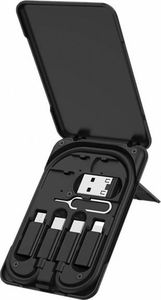 Kabel USB Kaku Kabel z wymiennymi końcówkami 3w1 (USB Typ C + Lightning + Micro USB) 3A 60W 0.28m Ładowanie i Transfer danych + Igła do tacki SIM KAKU Kuhe Multi-pur 1